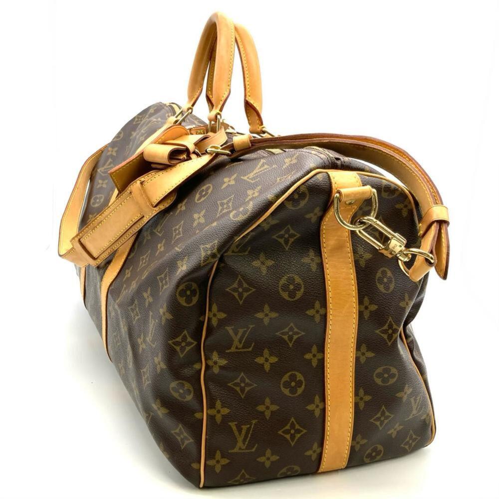 LOUIS VUITTON Authentic Brown Monogram Leather Keepall 50 Boston Bag - Picture 2 of 9